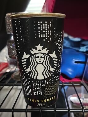 Starbucks Black & Gold Times Square NYC Ceramic Tumbler